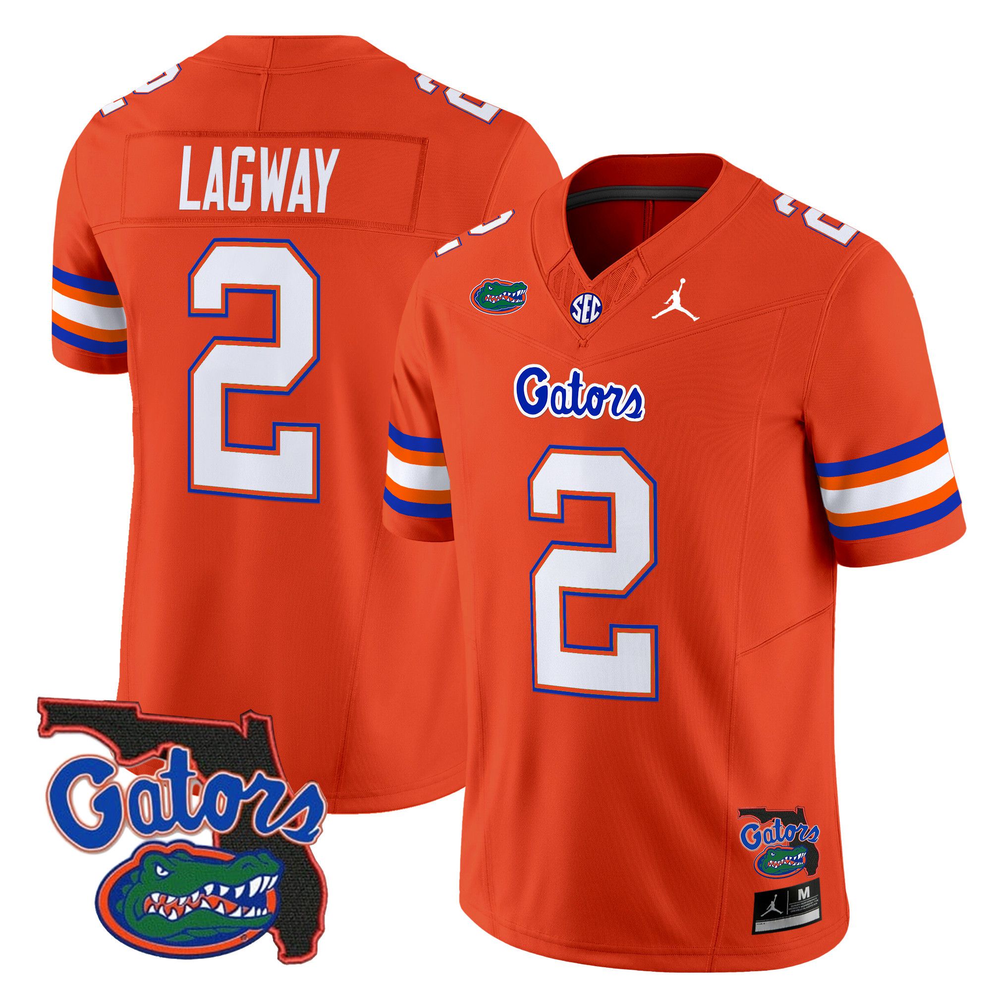 Men Florida Gators #2 Lagway Orange 2024 Florida Patch Vapor Limited NCAA Jersey->customized ncaa jersey->Custom Jersey